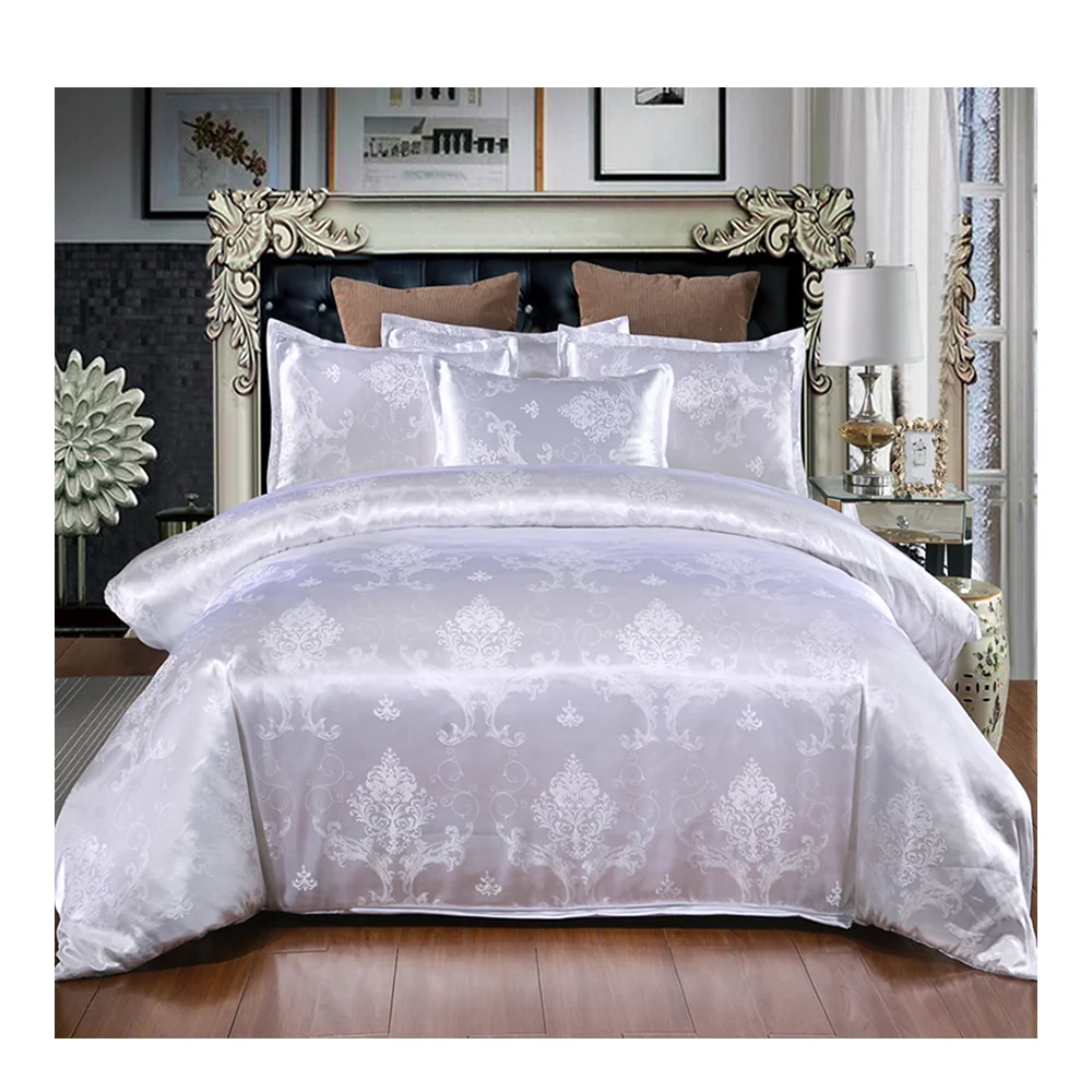 Luxury More Textural White Nordic Court Jacquard Fabric Comforter Bedding Set