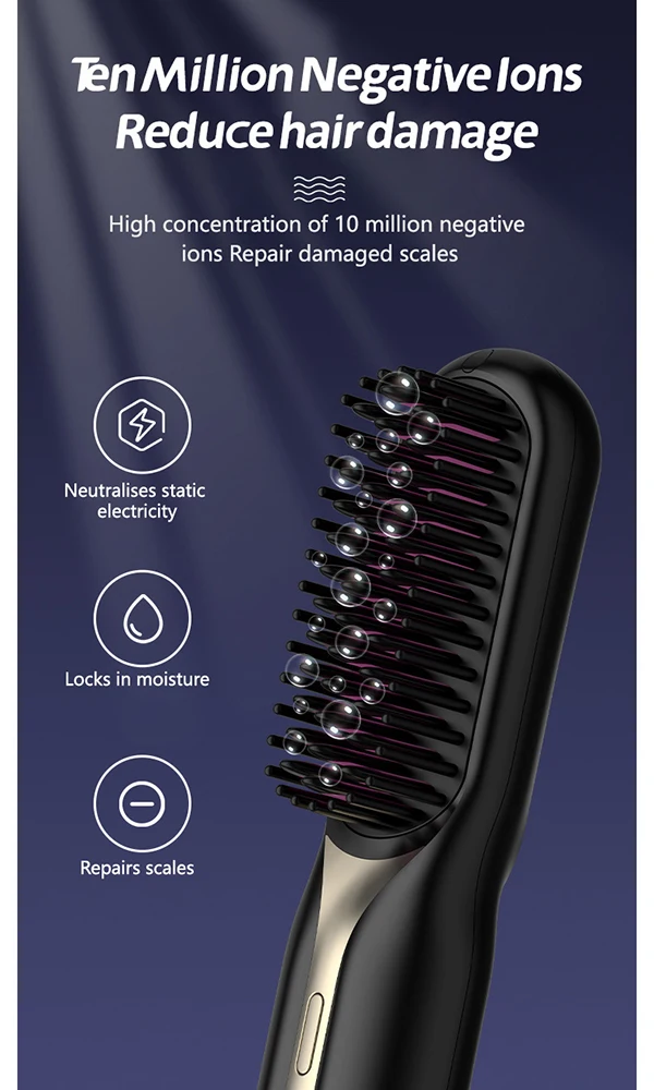 Straightener Brush Hair Beard Brush Portable Charged Battery Men Styling Tools Dryer Straightener for men Styler Hair Caring