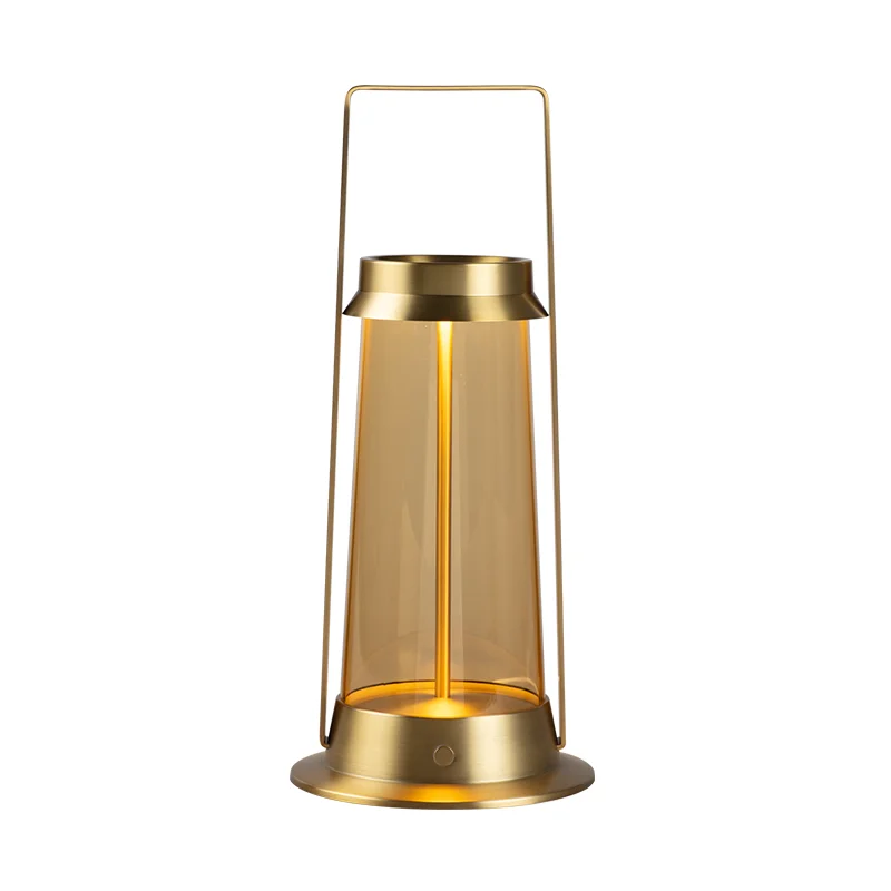 Hot Sale Retro Style Lantern 6000mAh Rechargeable Li-Battery Touch Dimming IP55  Water Proof 3000K LED Brass Metal Camping Lamp