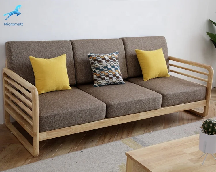 Factory Direct Sale Japanese Style Furniture Living Room Natural Wood Color 3 seaters Living Room Sofa
