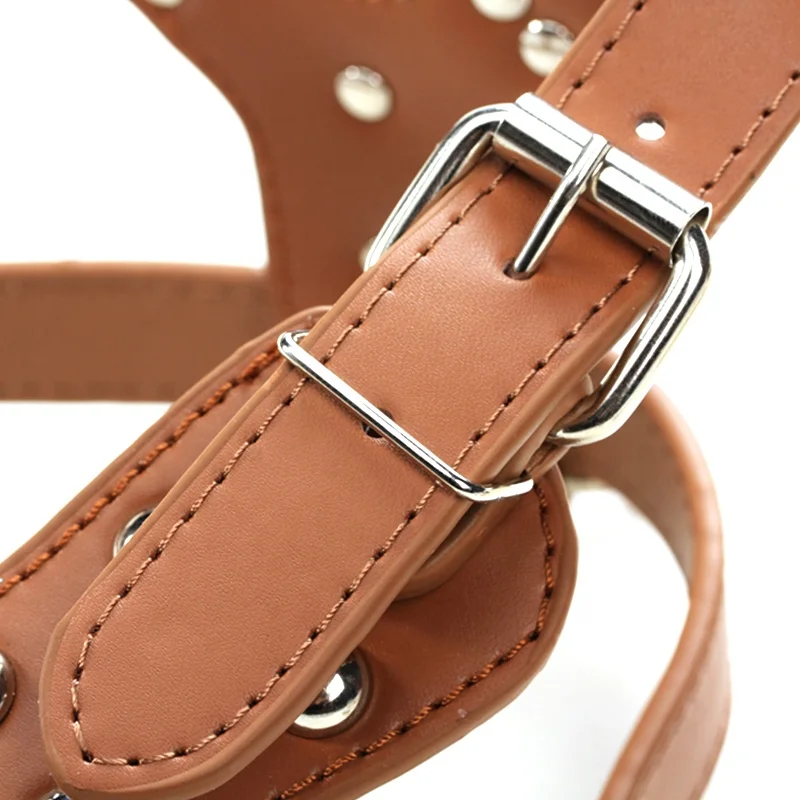 High Quality Metal Spike PU Leather Protective Large Dog Harness