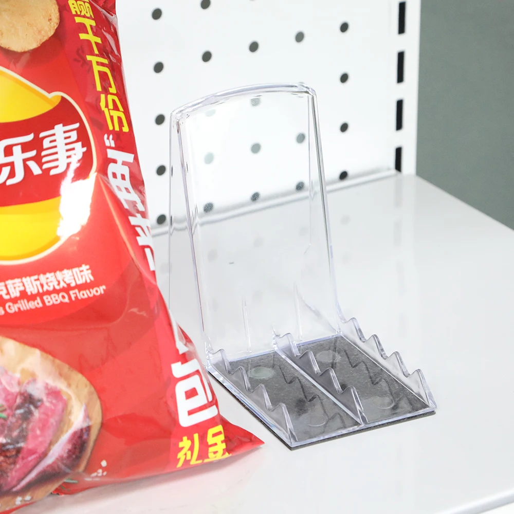Supermarket Clear Snacks Display Holder Magnetic Shelf Divider Convenience Store Warehousing Pharmacy Support Efficiency