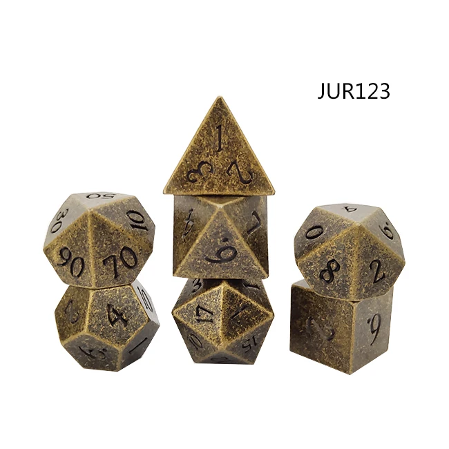 
Ancient style brown color antique finished custom dice metal with box for broad game 