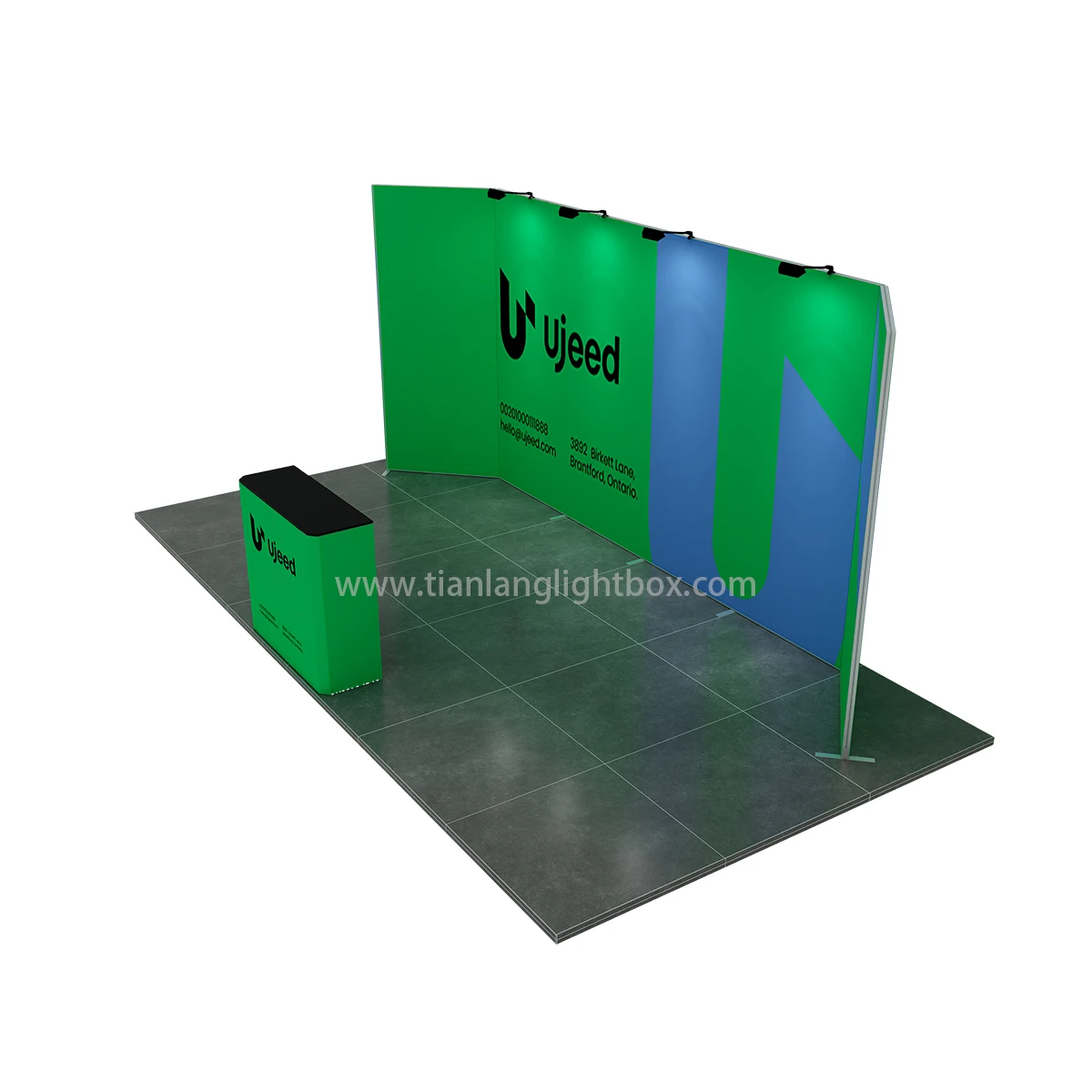 TianLang 10x20 portable trade show stand with toolless modular aluminum frames 3x6 exhibition booth display
