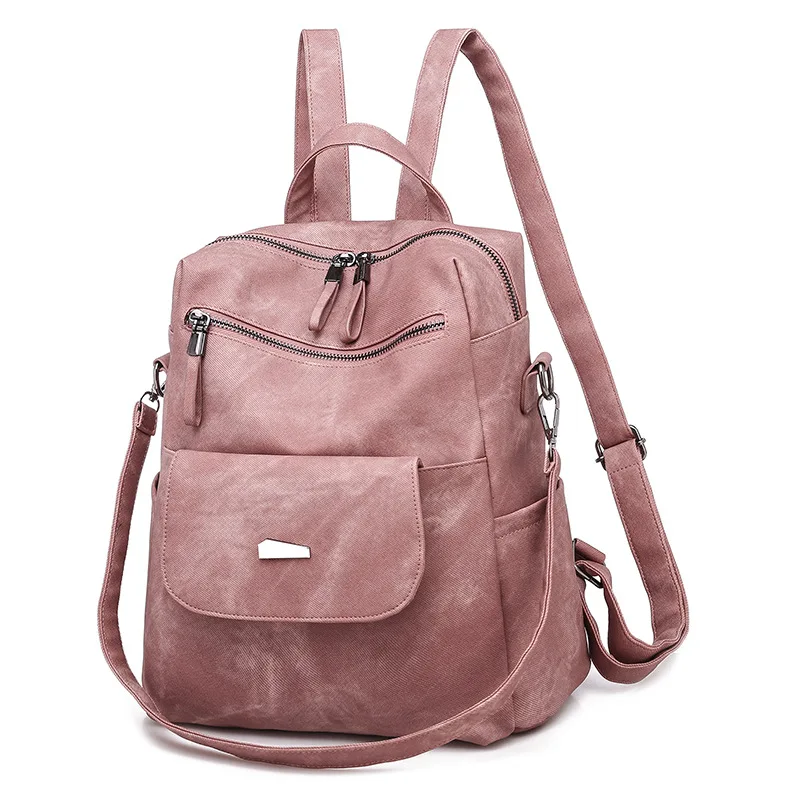 Multi-pocket Go Street Backpack Detachable Shoulder Strap Handbag PU Waterproof Girl School Bag