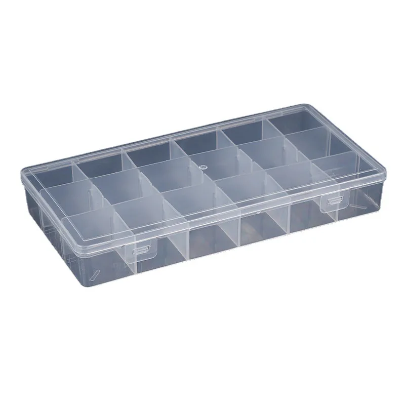 Transparent plastic detachable 18-grid fishing gear storage box jewelry beaded sorting sorting box wiper hardware stationery box