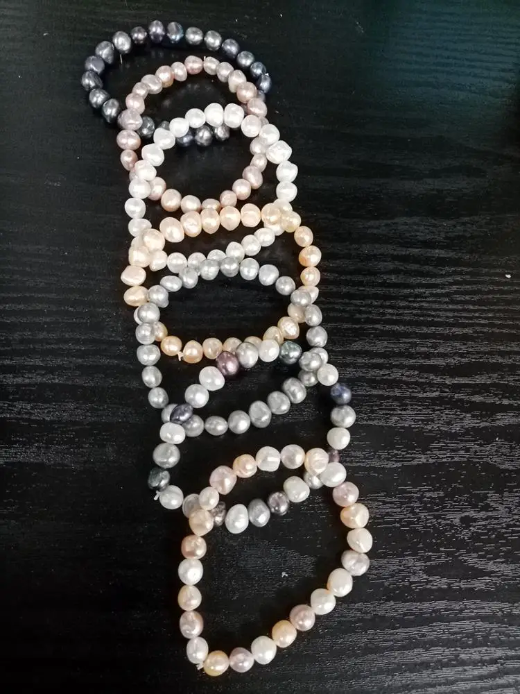 
New Fashion white pink black grey multi color AA real natural freshwater baroque pearl bracelet for sale 