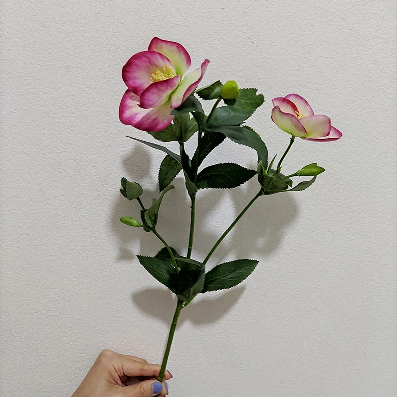 Attractive Faux Helleborus Flower Silk Christmas Rose Flowers Artificial Helleborus Flowers For DIY Floral Arrangement