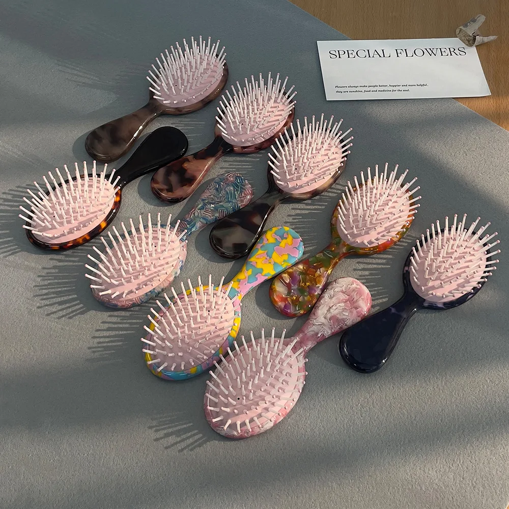 QIYI Hot Selling Mini Acetate Plate Anti Static Hair Comb Small Wide Teeth Air Cushion Hair Comb