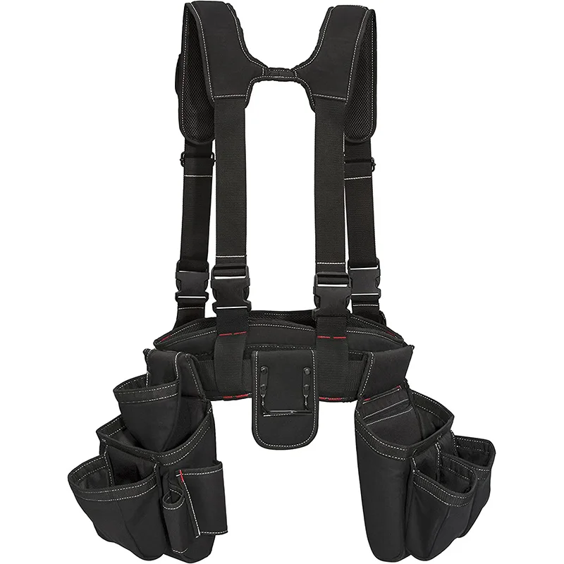 Custom Heavy Duty Padded Carpenter Tool Belts Maintenance Waist Apron Tool Belt Bag Waist Tool Belt with Suspenders