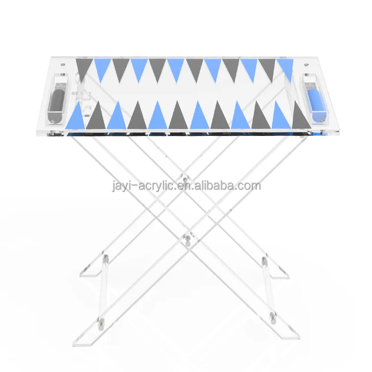 JAYI Custom Folding Acrylic Backgammon Game Table Set