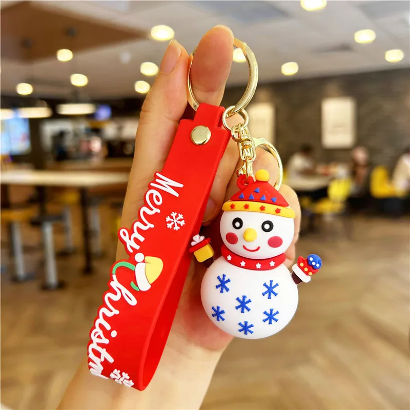 2024 New Christmas Tree Santa Snowman PVC Rubber Christmas Keychain Promotion Gifts Car Bag Pendant Santa Christmas Keychain