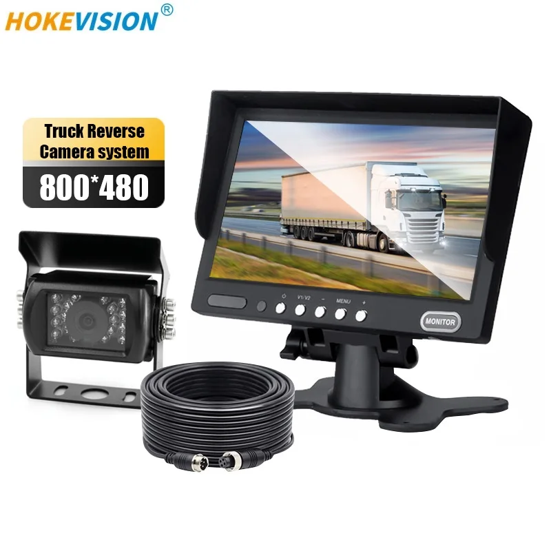OEM Auto Vehicle Heavy Duty Semi Truck security cctv split screen backup reverse hd 7inch Monitor with camera for truck vans bus