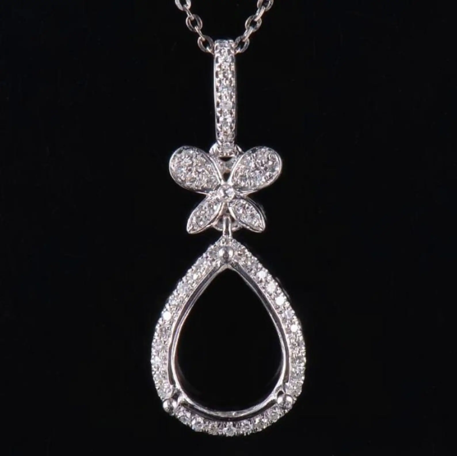 Wholesale 10k 14k 18k Solid Gold Sterling Silver With Lab Diamond Moissanite Pendant Necklace Setting Semi Mount Mounted Jewelry