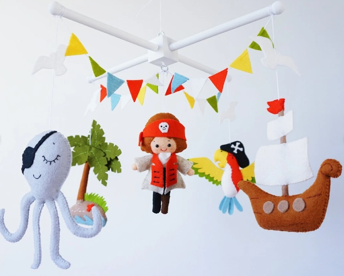 Pirate baby mobile Sea nursery mobile Ocean Nautical nursery decor Pirate baby shower gift