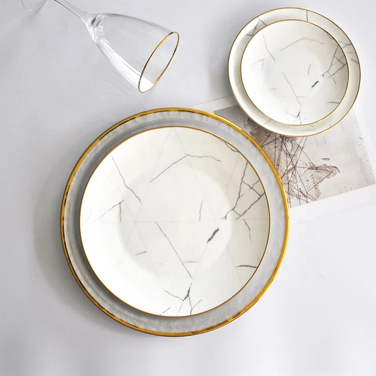 Wholesale Custom Cheap gold rim white charger plate in bulk