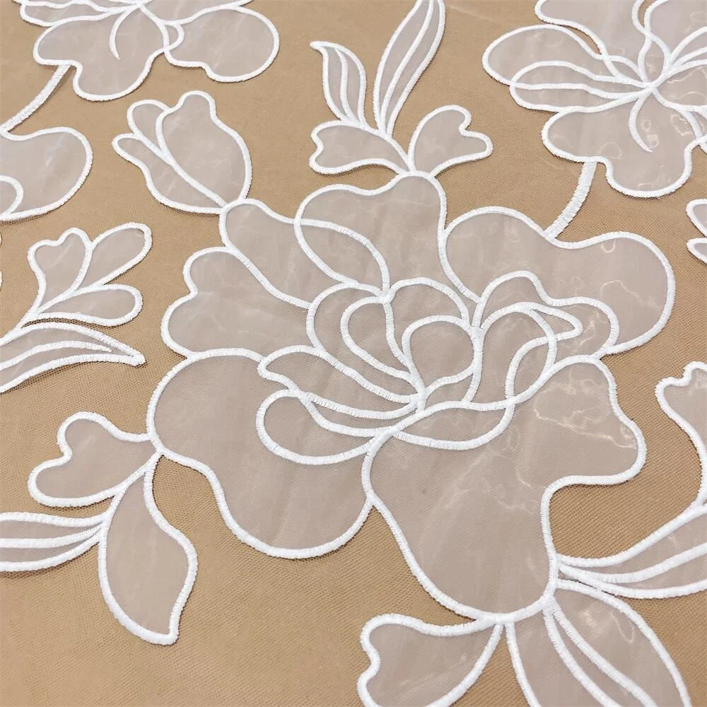 Soft flower wedding dress decoration handmade DIY studded sequin lace fabric embroidered curtains