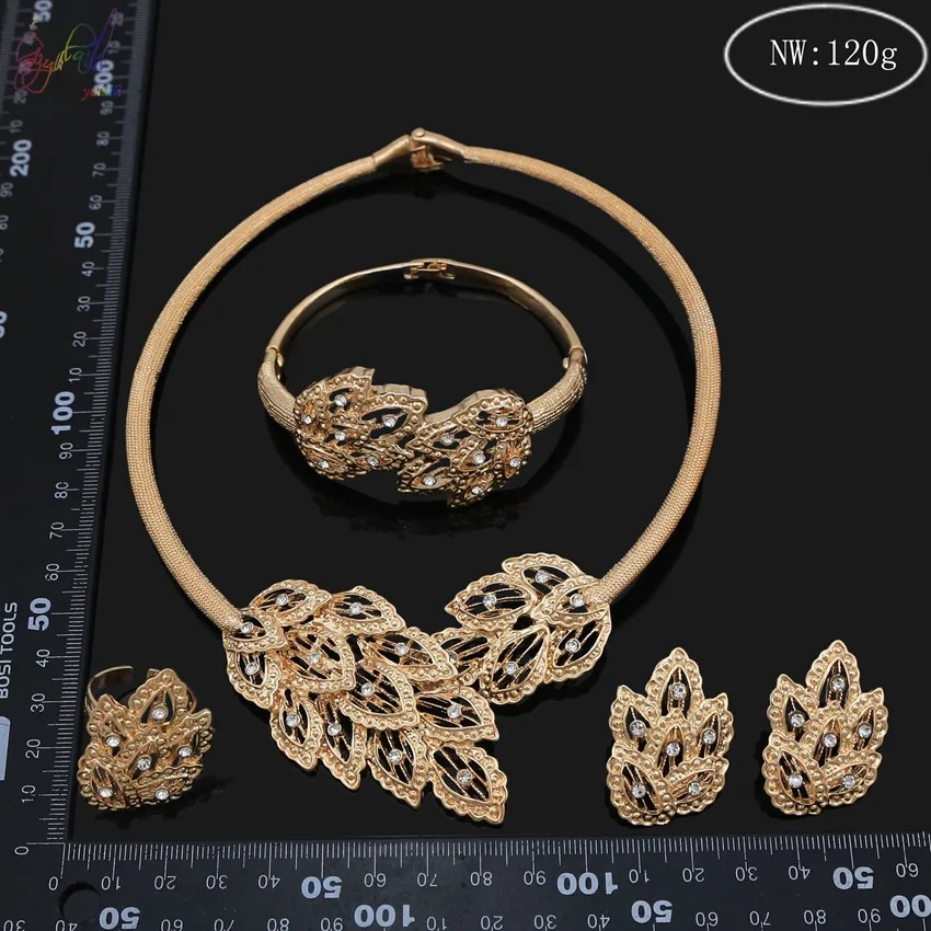 dubai 18k gold jewelry fashion women dubai gold jewelry set / wedding jewellery designs