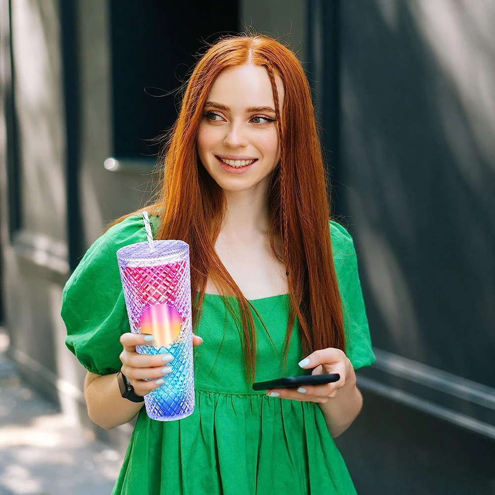 2024 BPA Free Festivals Colorful Tumbler Popular Classic Plastic Colorful Drinking Bottle for Party with straw