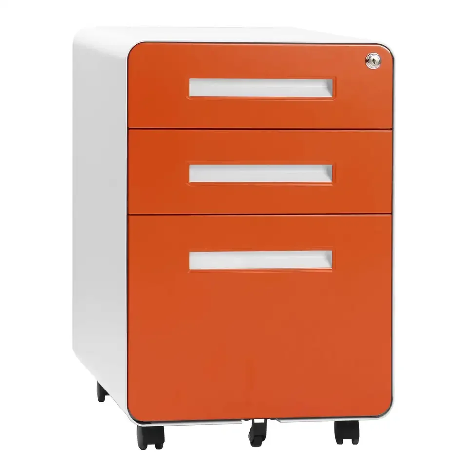Office furniture Equipment metal mobile file cabinet steel mobile pedestal cabinet with security lock under desk filing cabinet