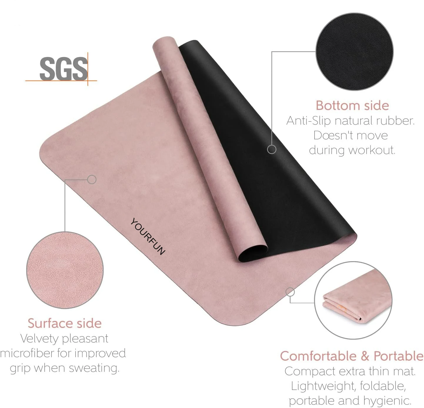 Rubber Reformer Pilates Mat Printed Suede Fitness Anti-slip Portable Folding Pilates Reformer Towel For Pilates Reformer