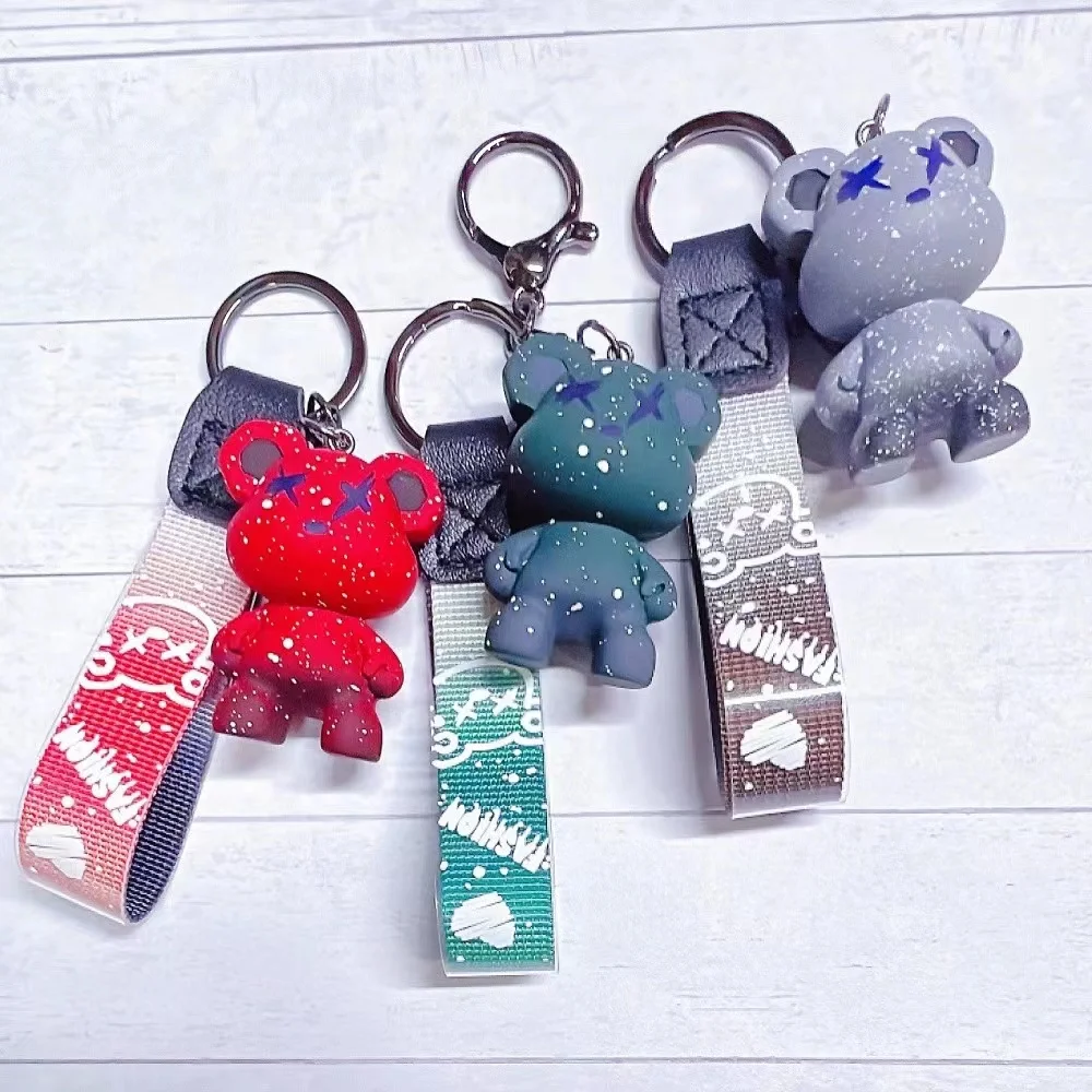 2023 Women Boy Girl Cute 3D Bear Key chain Animal Pendant keychains Metal Key Ring Accessories Keyring Small Gift