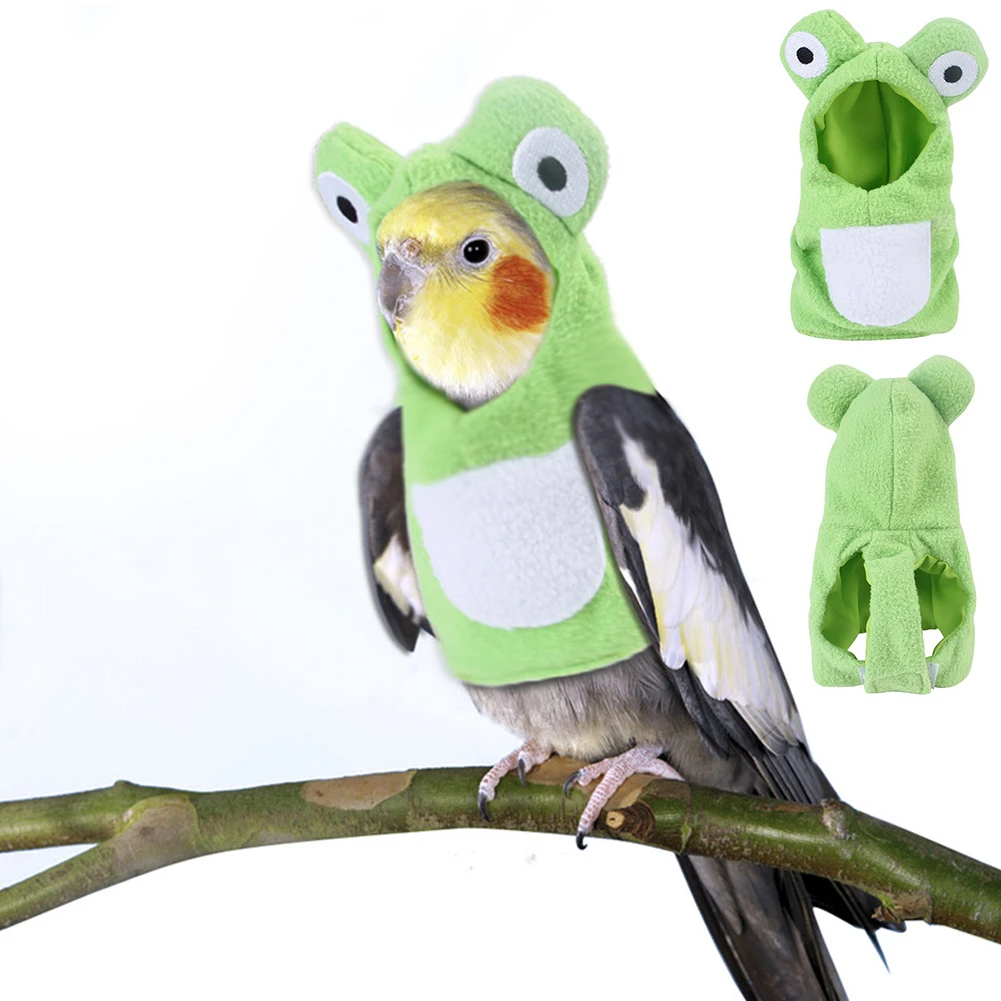 Cute Frog Shape Bird Clothes Medium Large Pet Birds Flight Suit Parrot Cockatiel Pigeons Green Cheek Conure Parakeet Clothing