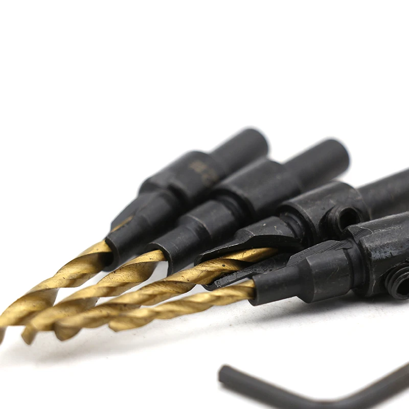 5pcs Countersink Drill Woodworking Drill Bit Set Drilling Pilot Holes For Screw Sizes #5 #6 #8 #10 #12