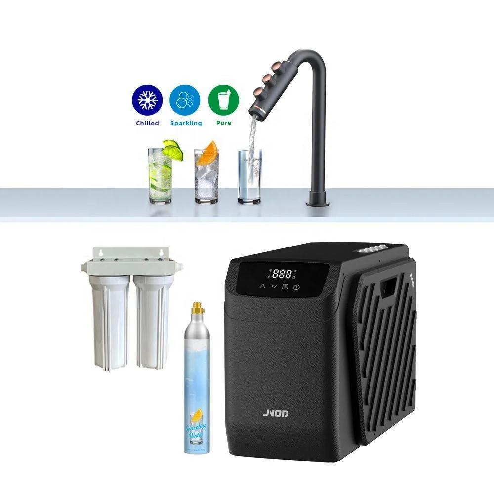 JNOD Smart Kitchen Under Counter Water Cooler Dispenser Soda and Sparkling Maker Machine Under Sink Water Chiller 3 in 1 Plastic