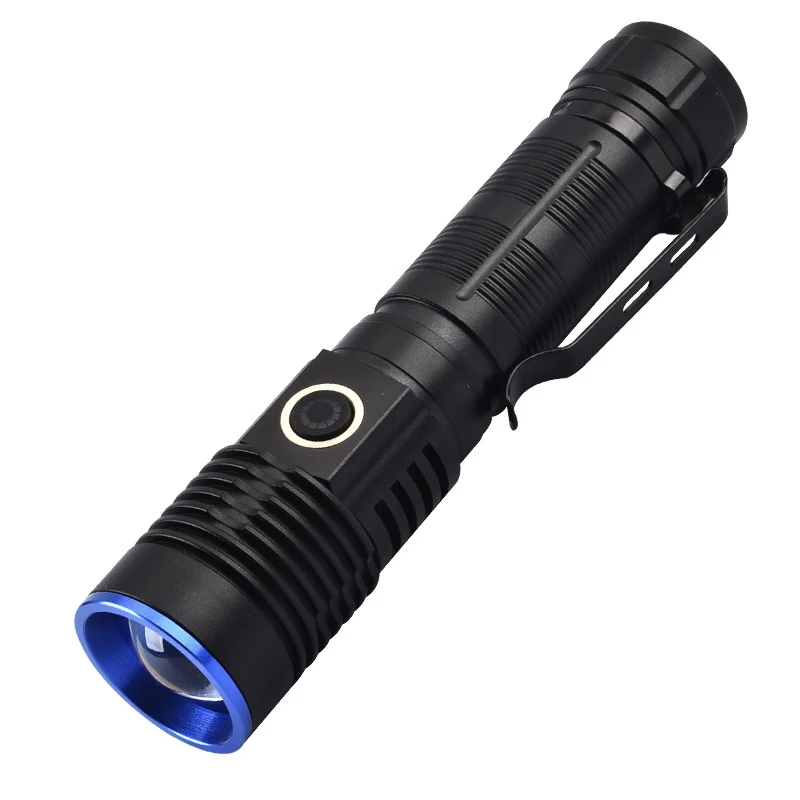White Laser Power Bank with Tail Magnet, Telescopic Zoom, Rechargeable via USB, LED Tactical Torch for Outdoor - Flashlights
