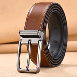 Men Fashionable Durable Alloy Pin Buckle Genuine Leather Belt Vintage Casual Leather Waist Belt For Jeans G208A