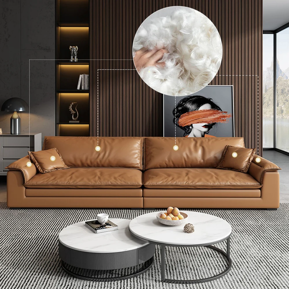 Wholesale Italian Modern Living Room Luxury Sofa Soft Feather Cushions Microfiber Fabric Synthetic Leather Chesterfield Sofa Set