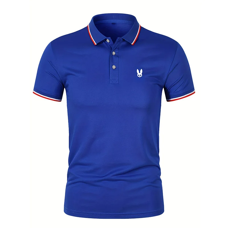 mh0816-21 Custom Skull Rabbit Print Mens Lapel Short Sleeve Polo Shirt