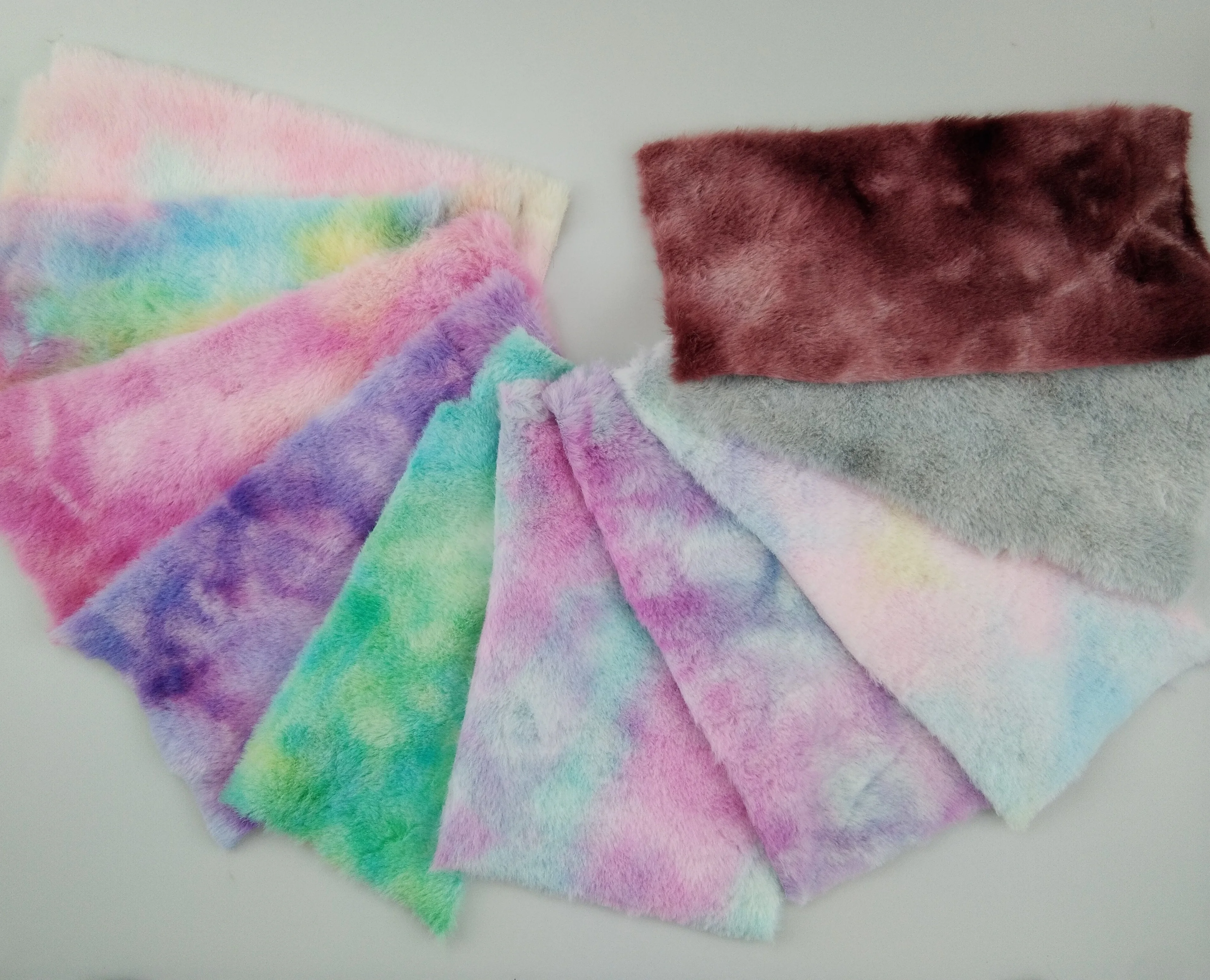 Цветная окрашенная в завязку Мягкая ручная работа кролик факсимикс меховая ткань для одежды/домашний текстиль/игрушка