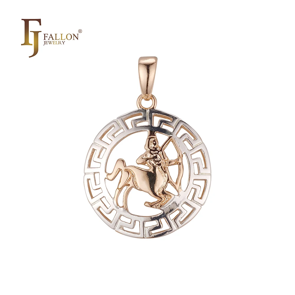 F96100053 FJ Fallon Fashion Jewelry pendant Zodiac Greek Gey Halo of Sagittarius Plated in Rose Gold two tone
