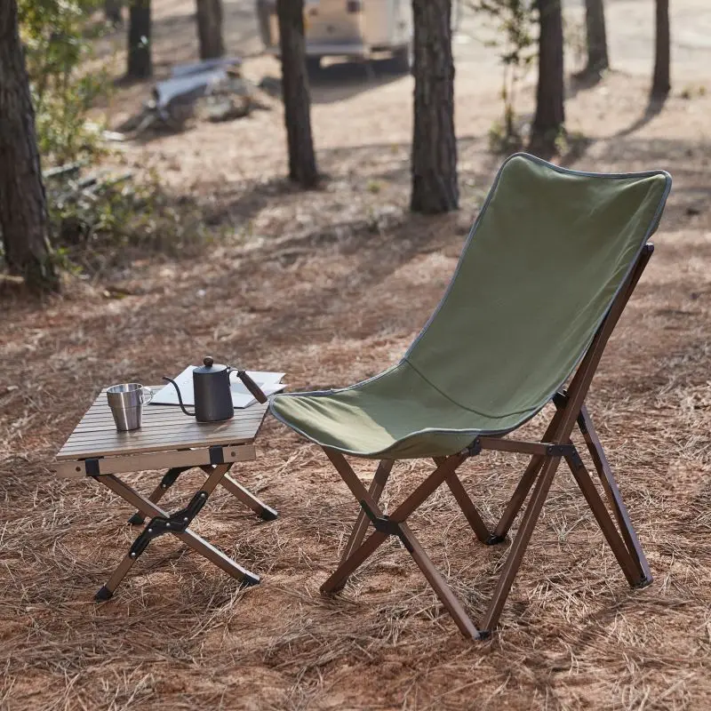 Wholesale Portable Outdoor Travel Camping Picnic Beech Wood Folding Chair With Removable Canvas
