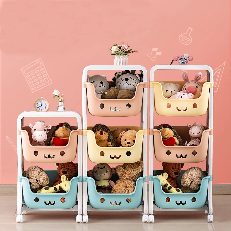 Children Multi-function Cartoon Plastic Storage Box for Children Assemble Freely Plastic book Rack For Toys and Books