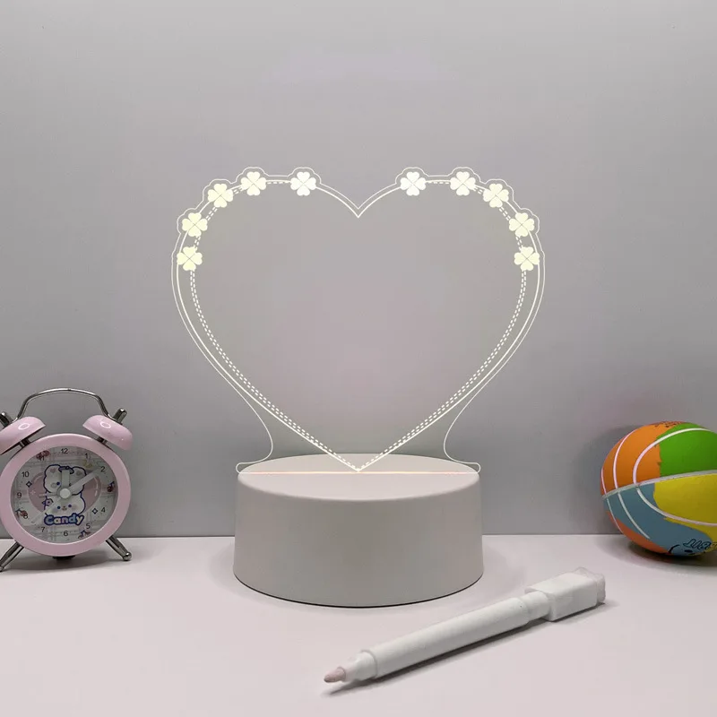 Acrylic Blank Writing Board Doodle Blank Acrylic Led Night Lamp USB Message Board Holiday Light With Pen 7 Color