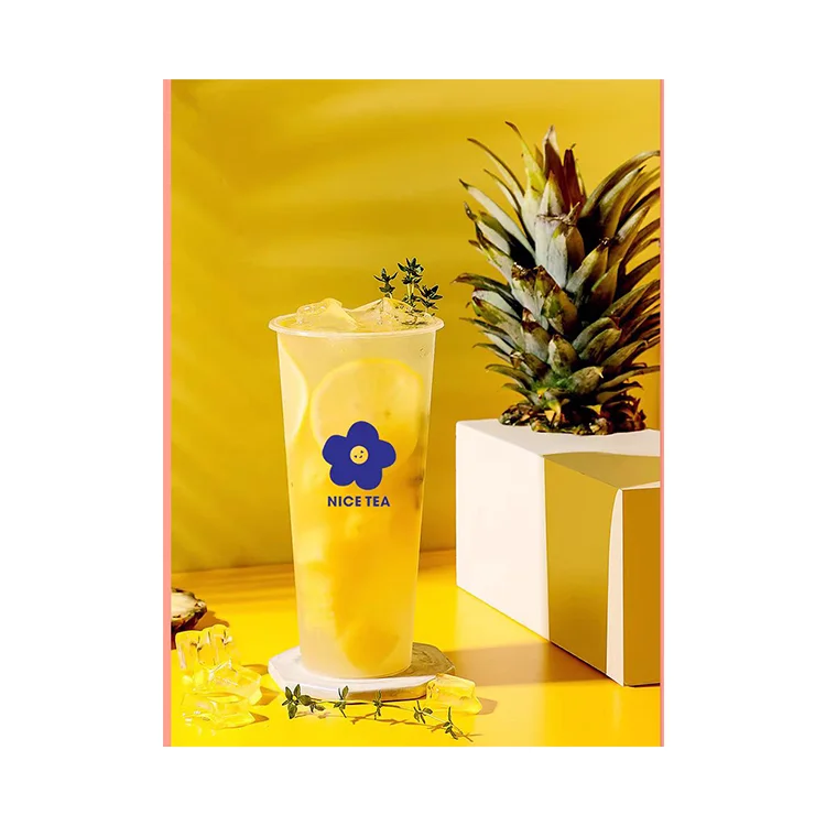 Custom printed disposable clear 12oz 16oz 22oz pp cup Frosted fruit milk boba bubble tea plastic cup