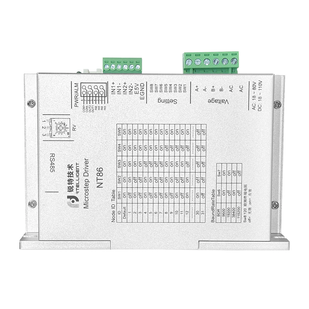 Rtelligent 2 3 phase Nema 34 NT86 18-80V RS485 Network ModBus Control Digital Stepper Motor Driver for Open Loop and Closed Loop