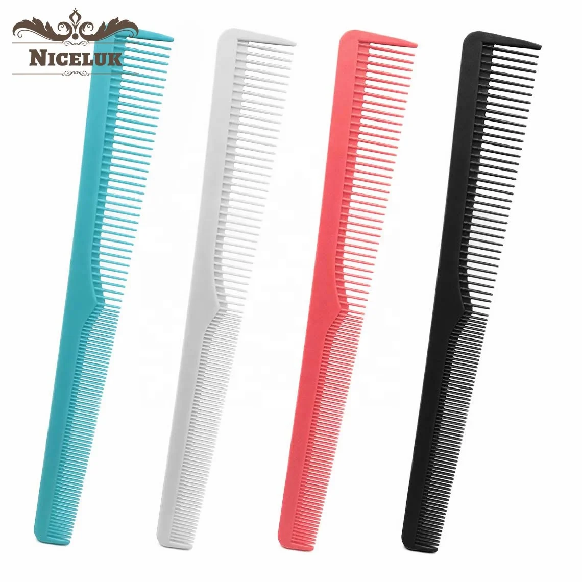
Niceluk black private label personalized professional women natural hair style color combs lice plastic package wholesale 