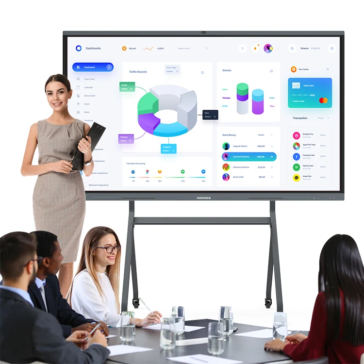 Interactive white board touch display screen all in one computer for multimedia conference room