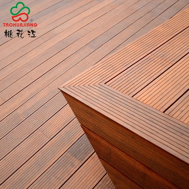 Anti-Abrasive Outdoor Carbonized Bamboo Decking Board With High Density