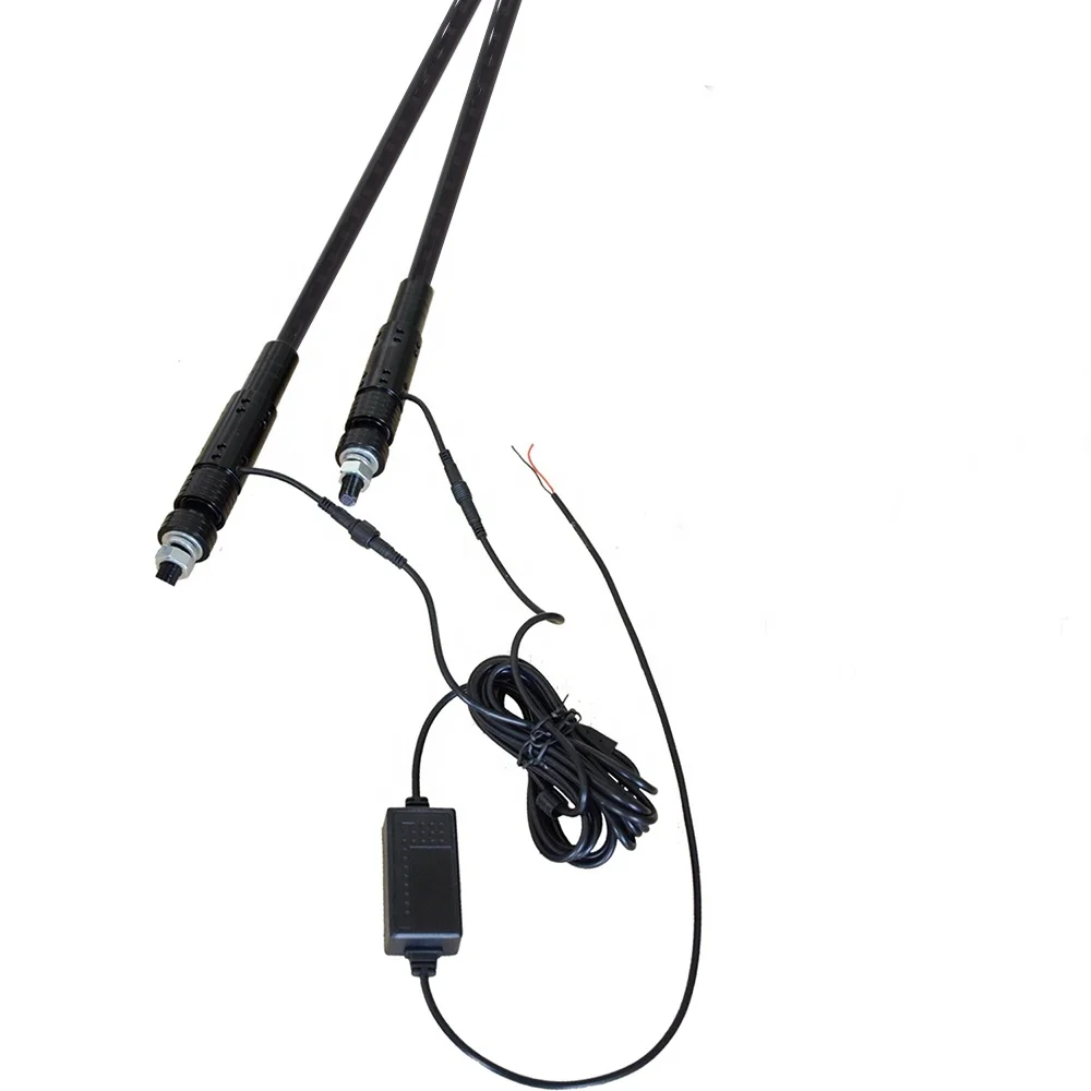 3FT 4FT 5FT Lighted LED Whip With Smoked Black Tube LED Antenna Light Dancing Color Remote Controlled For ATV Off Road UTV Parts