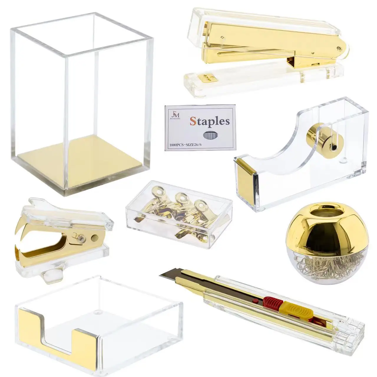 Acrylic transparent Luxury fashionable customized office Stationery supplies stationery set