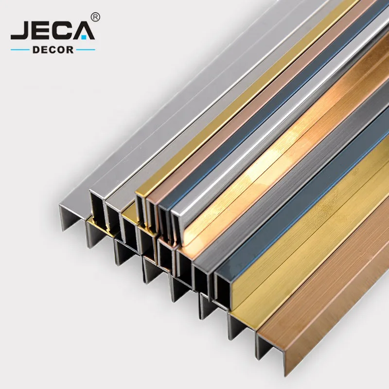 Foshan JECA Tile Accessories Decorative Stainless Steel Strip Tile Trim U Shape High Quality Ceramic Metal Tile Trim For Floor