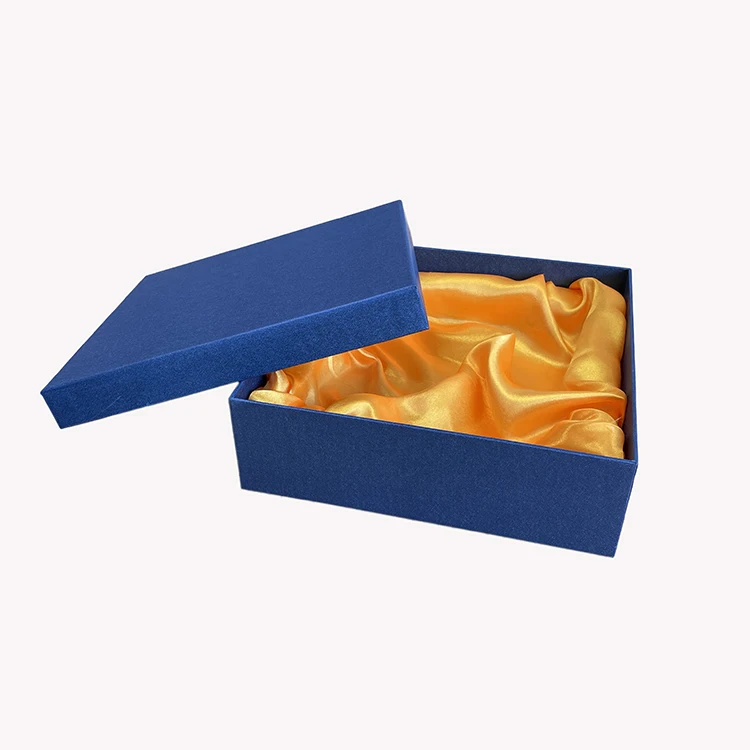 Wholesale Rigid Blue Wine Glasses Cardboard Boxes Custom Logo Paper Gift Box Packaging Gift Box With Satin