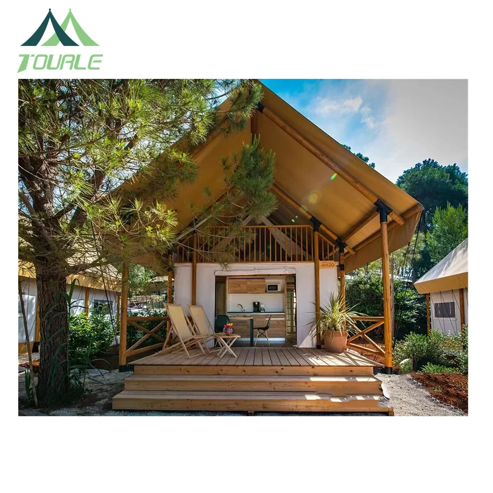 Outdoor luxury resort hotel loft safari tent house double-layer glamping tent