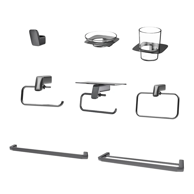 Wall Mount Towel Bar Rack And Washroom Hardware In Black/Chrome/Gold Stainless Steel 4-Piece Bathroom Accessories Set