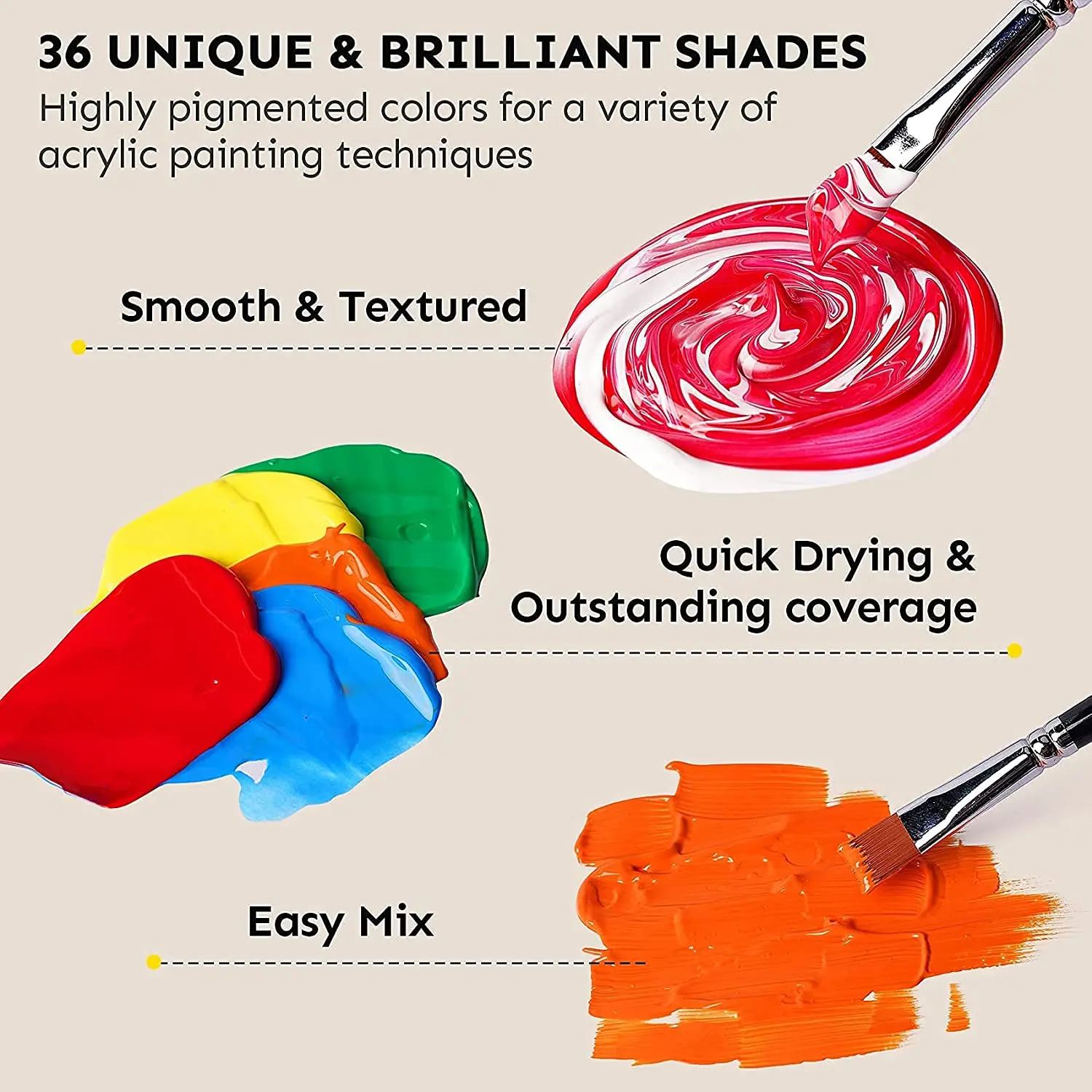 Custom quality Acrylic Paint set 24 60 Colors 2oz 12/22/60/75/500ml Rich Pigmented non toxic Acrylic Paints for artist student